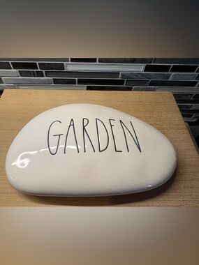 Rae Dunn White Ceramic 'GARDEN' Decorative Stone